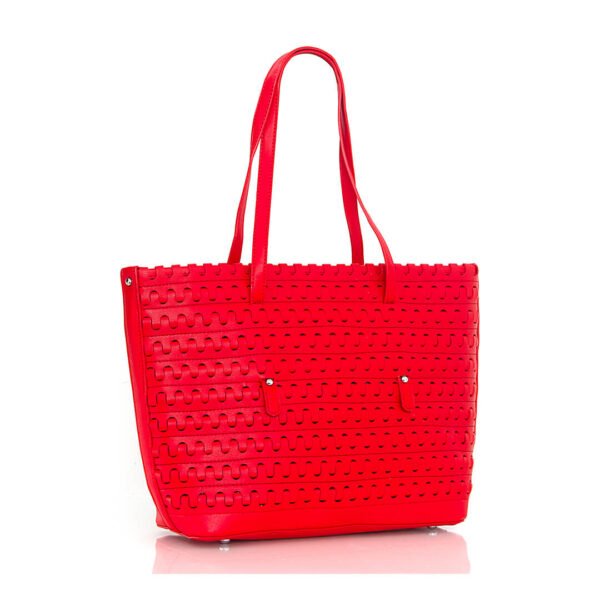 Τσάντα Ώμου Tote Με Διάτρητα Σχέδια - 98103-04 RED