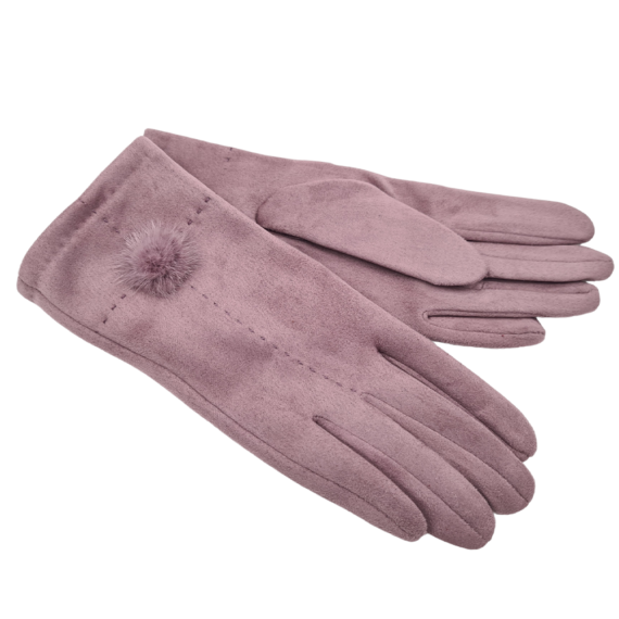Γυναικεία γάντια με  φουντίτσα  - 116GF312 PURPLE