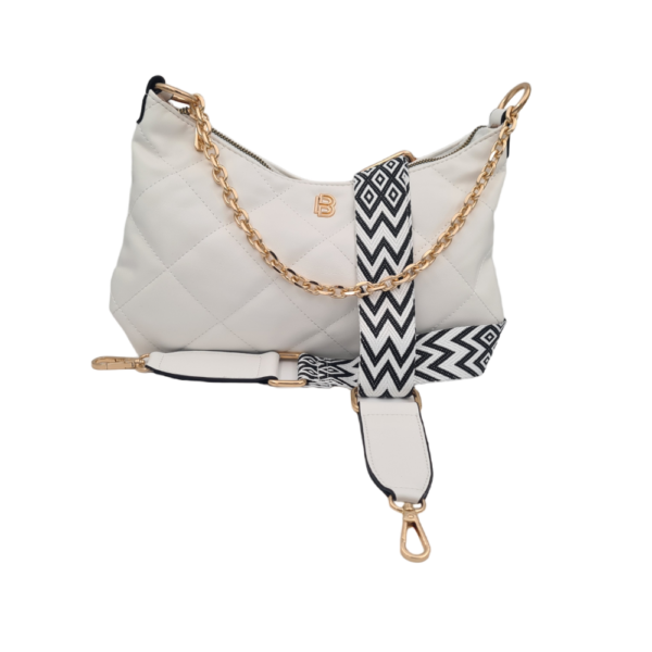 Τσάντα ώμου- χιαστί με αλυσίδα HW62195 -WHITE