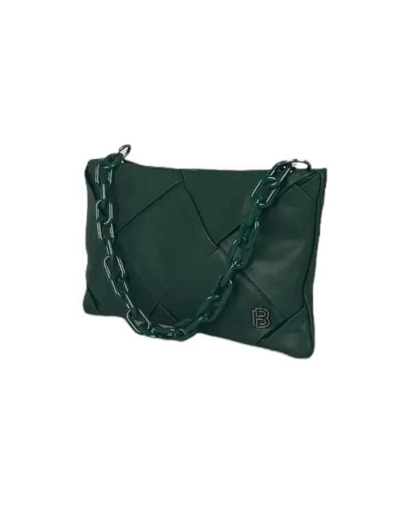 Τσάντα φάκελος χιαστί με αλυσίδα-WS09991- GREEN