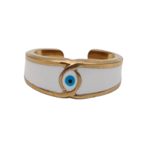 Δαχτυλίδι με μάτι και λευκό σμάλτο -334D2506