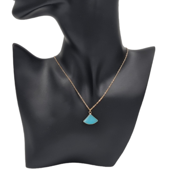 Γυναικείο κολιέ με γαλάζια πέτρα  - 306AL306 GOLD