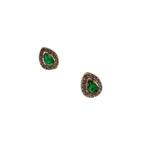 Σκουλαρίκια δάκρυ-στρας με πράσινη πέτρα 500SK280706-GOLD