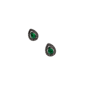 Σκουλαρίκια δάκρυ-στρας με πράσινη πέτρα 500SK280705-SILVER