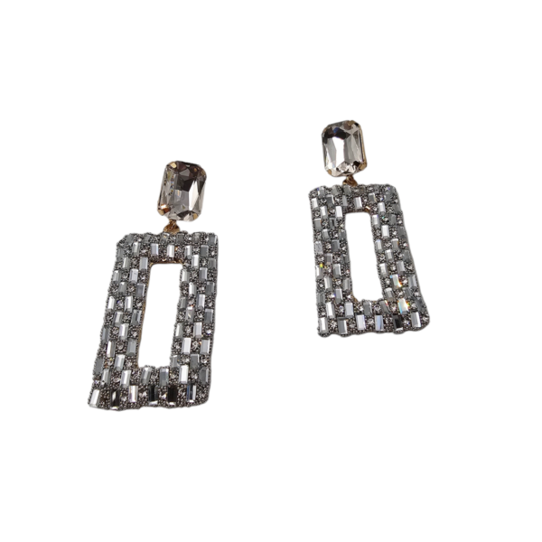 Γυναικεία σκουλαρίκια με στράς - 389SK2505 SILVER