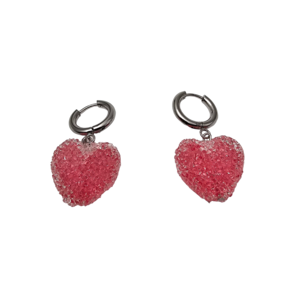 Σκουλαρίκια ζαχαρωτά ρόζ καρδιές-390SK3509-PINK