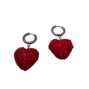 Σκουλαρίκια ζαχαρωτά κόκκινες καρδιές-390SK3504-RED