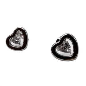 Γυναικεία σκουλαρίκια καρφωτά καρδιές ασημί