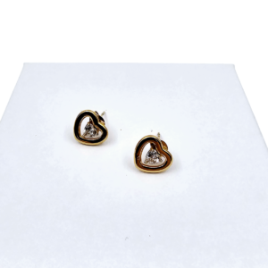 Σκουλαρίκια γυναικεία καρφωτά καρδιές σε χρυσό